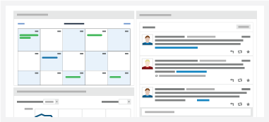Team collaboration dashboard showing shared calendar, task lists, and comment threads